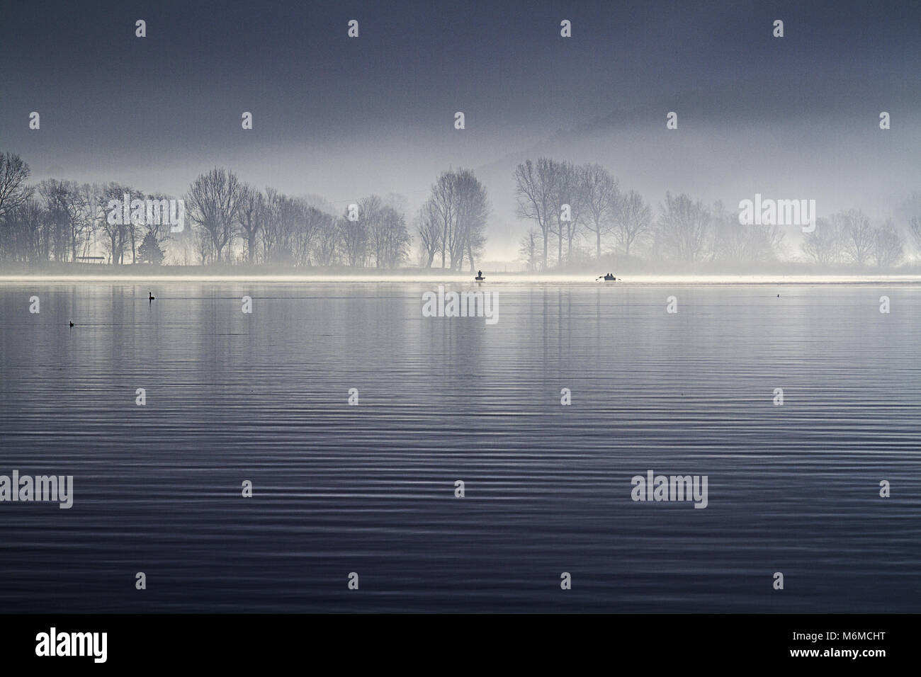 como lake in sorico italy in winter Stock Photo