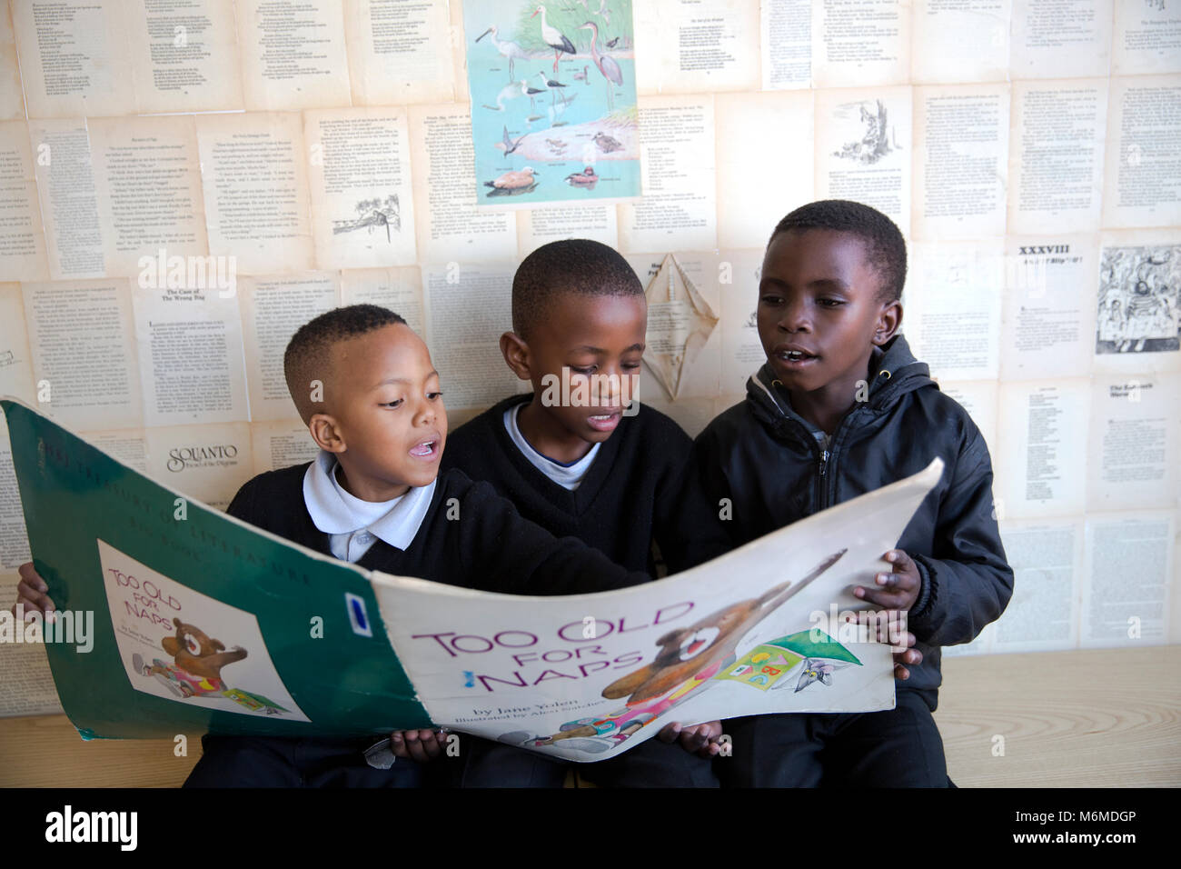 School kids reading in the classroom Stock Photo