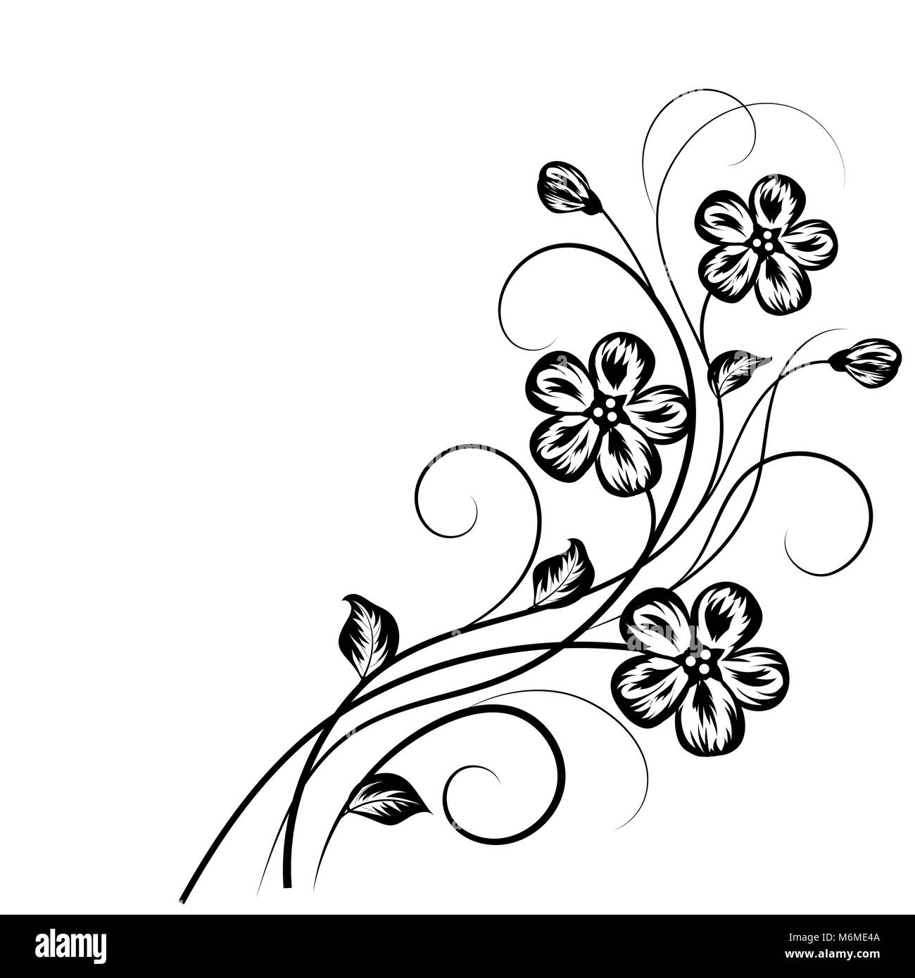 Floral background in black and white Stock Vector