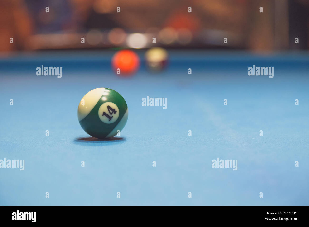 Fragment of a pool billiard game. Billiard balls Stock Photo