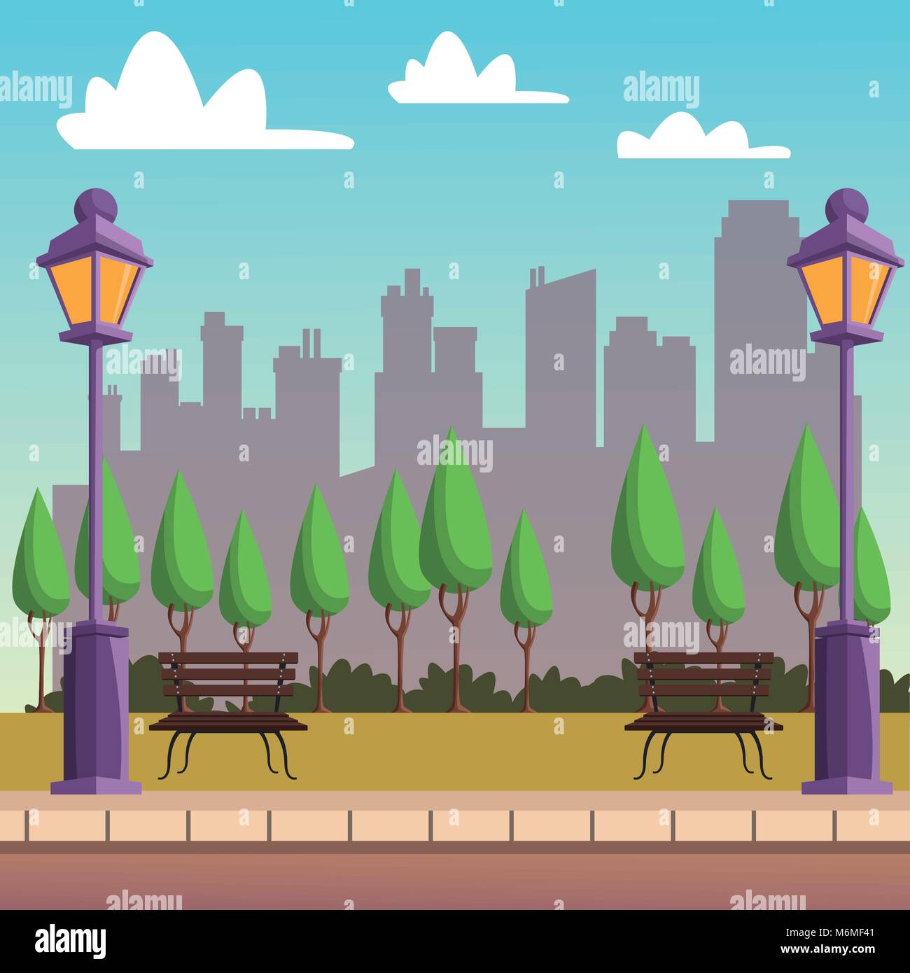 Park with cityscape Stock Vector Image & Art - Alamy