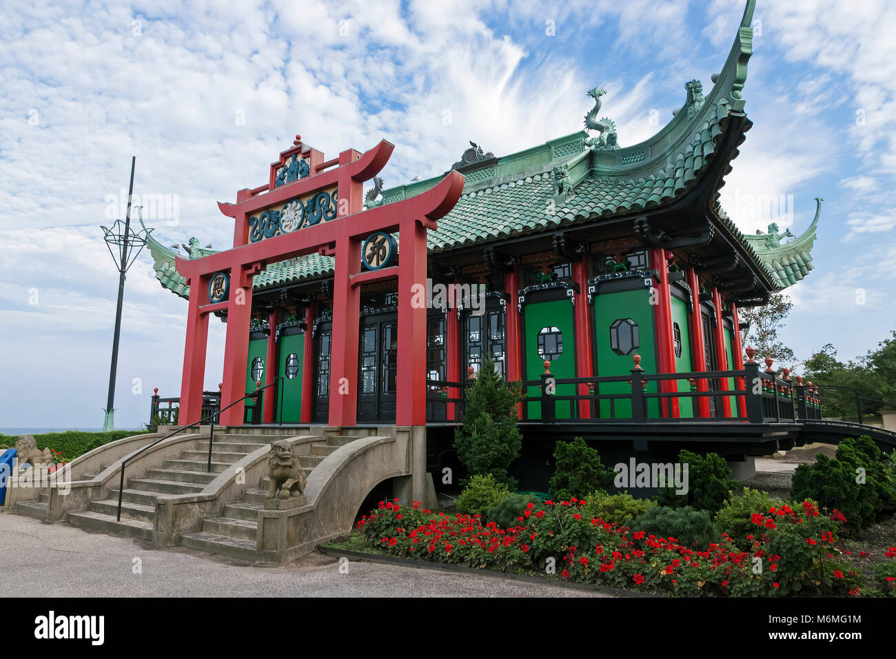The Chinese Tea House at the Marble House in Newport, Rhode Island, USA was modeled on a 12th Century Song Dynasty Temple. Stock Photo