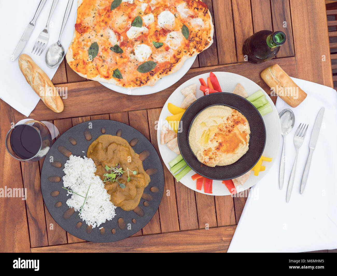 international cuisine on the table Stock Photo