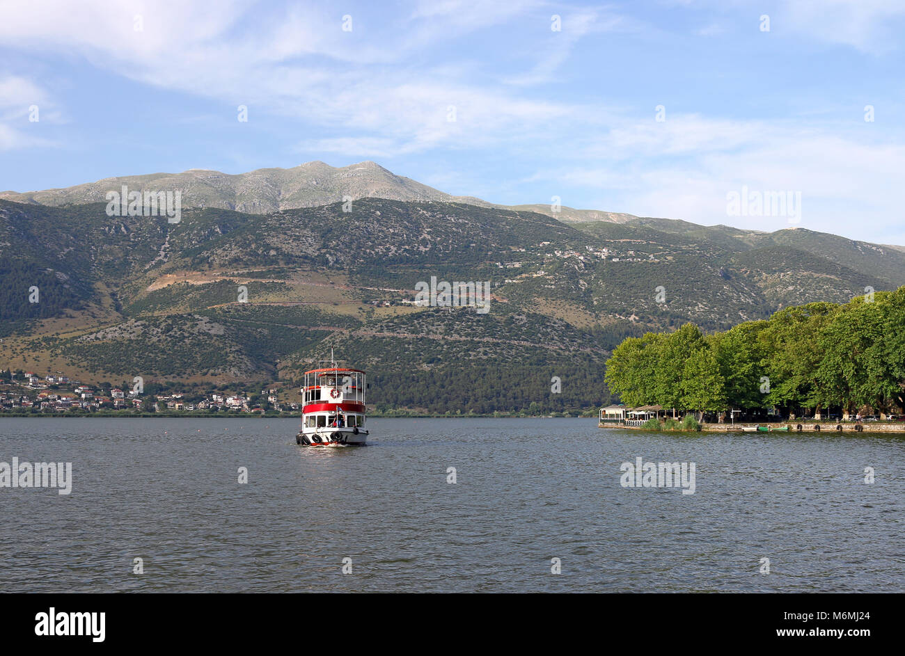 Lake and mountains Ioannina Greece landscape Stock Photo