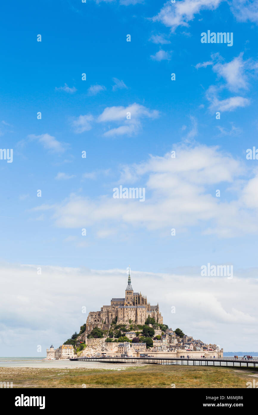 Mont Saint Michel, France. 14 JULY 2017. General view fo Mont Saint Michel - vertical, background. Stock Photo