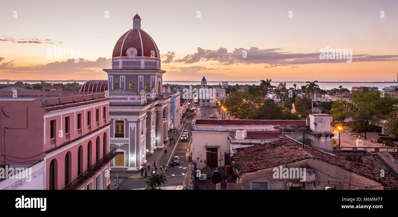 Dome of Palacio del Gobierno, Cienfuegos, Cuba at sunset Stock Photo