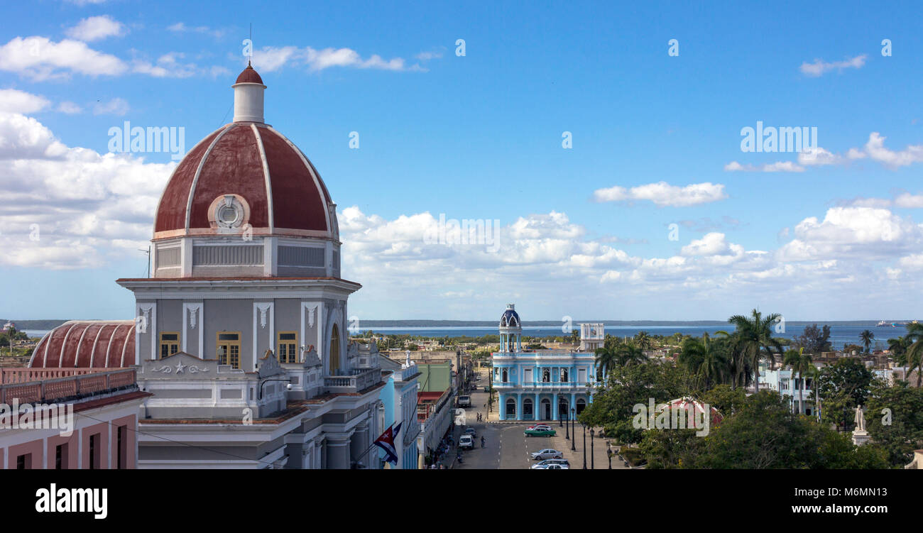 Red dome of Palacio del Gobierno, Cienfuegos, Cuba Stock Photo