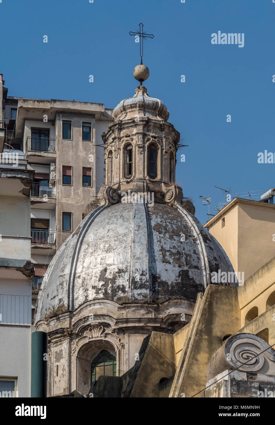 Domed roof on building in Naples, Italy. Stock Photo