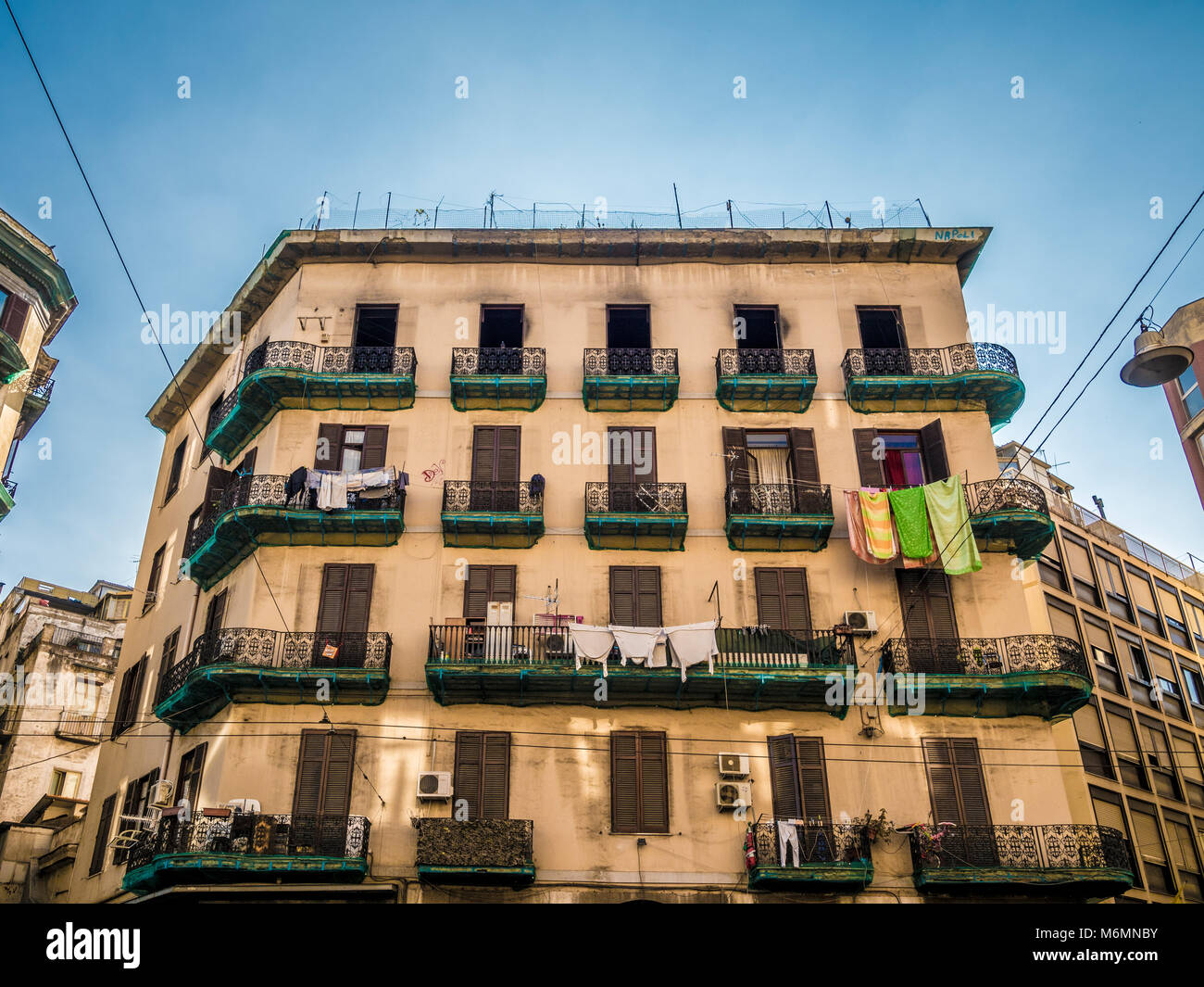 Typical housing in apartment blocks, Naples, Italy Stock Photo Alamy