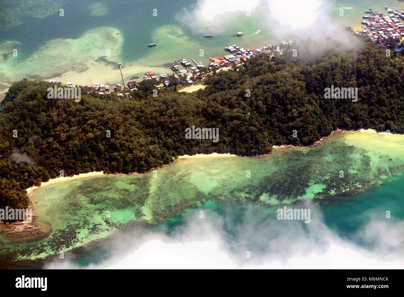 Nomadic village and paradise beach in Borneo Stock Photo