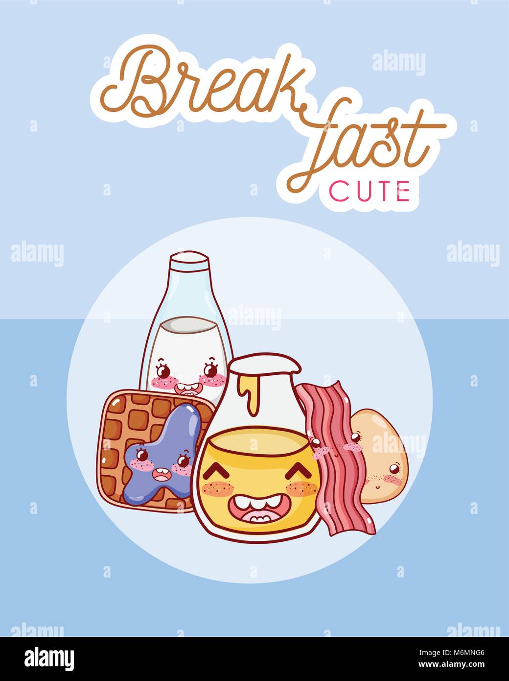 Cute breakfast kawaii cartoon vector illustration graphic design Stock ...