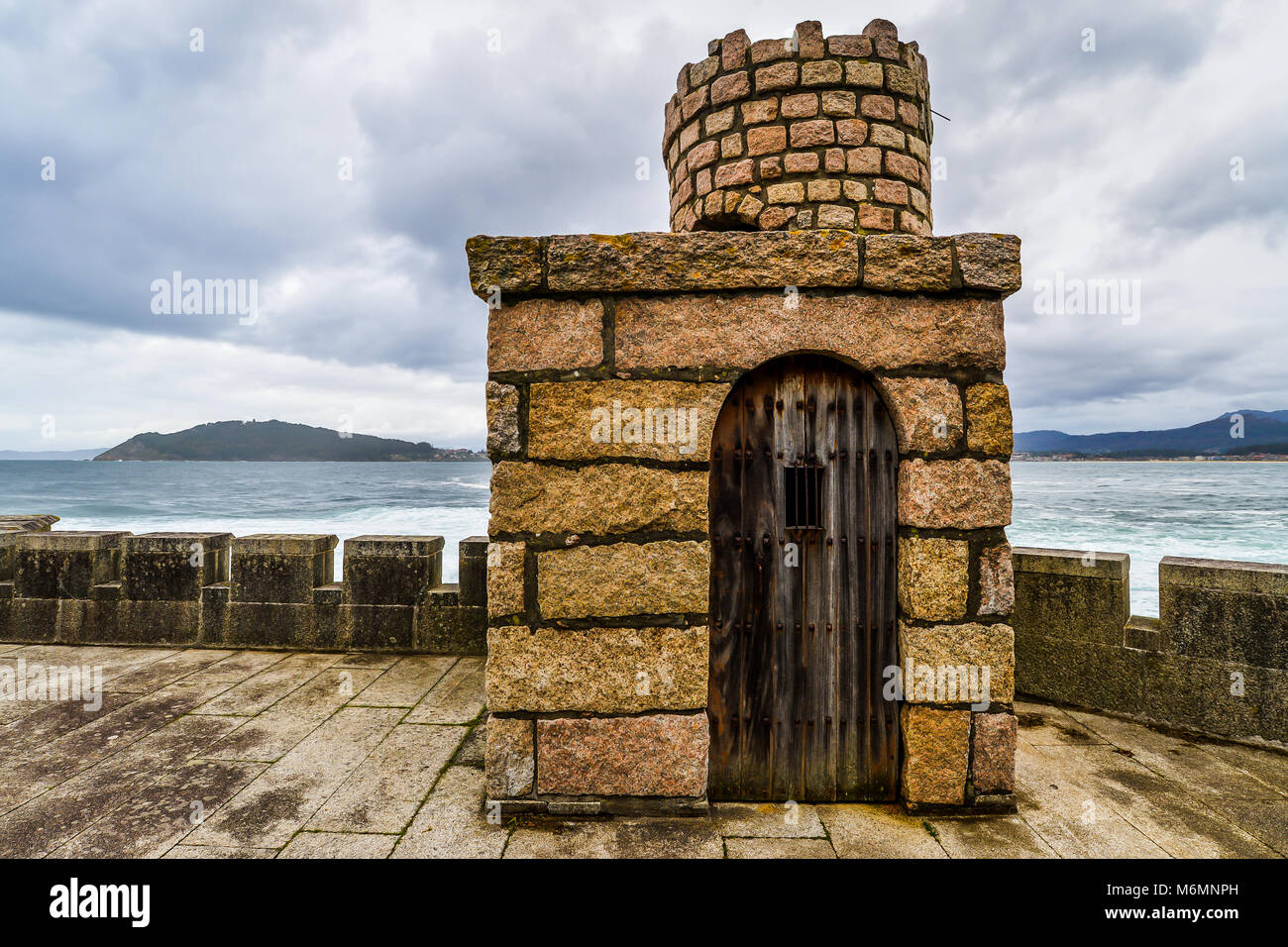 A lookout point in Baiona Castle Baiona Spain Stock Photo Alamy