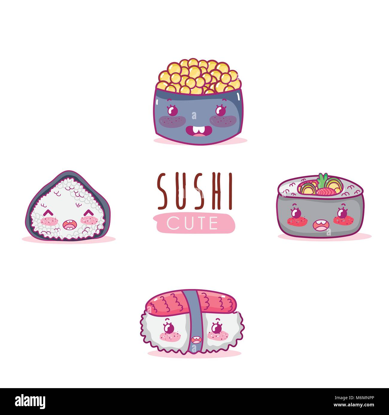 Cute Japanese Food Kawaii Cartoon Vector Illustration Graphic