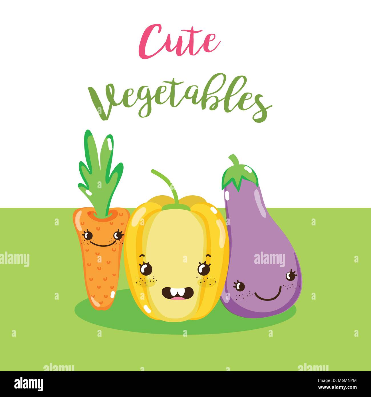 Cute vegetables kawaii cartoon vector illustration graphic design Stock