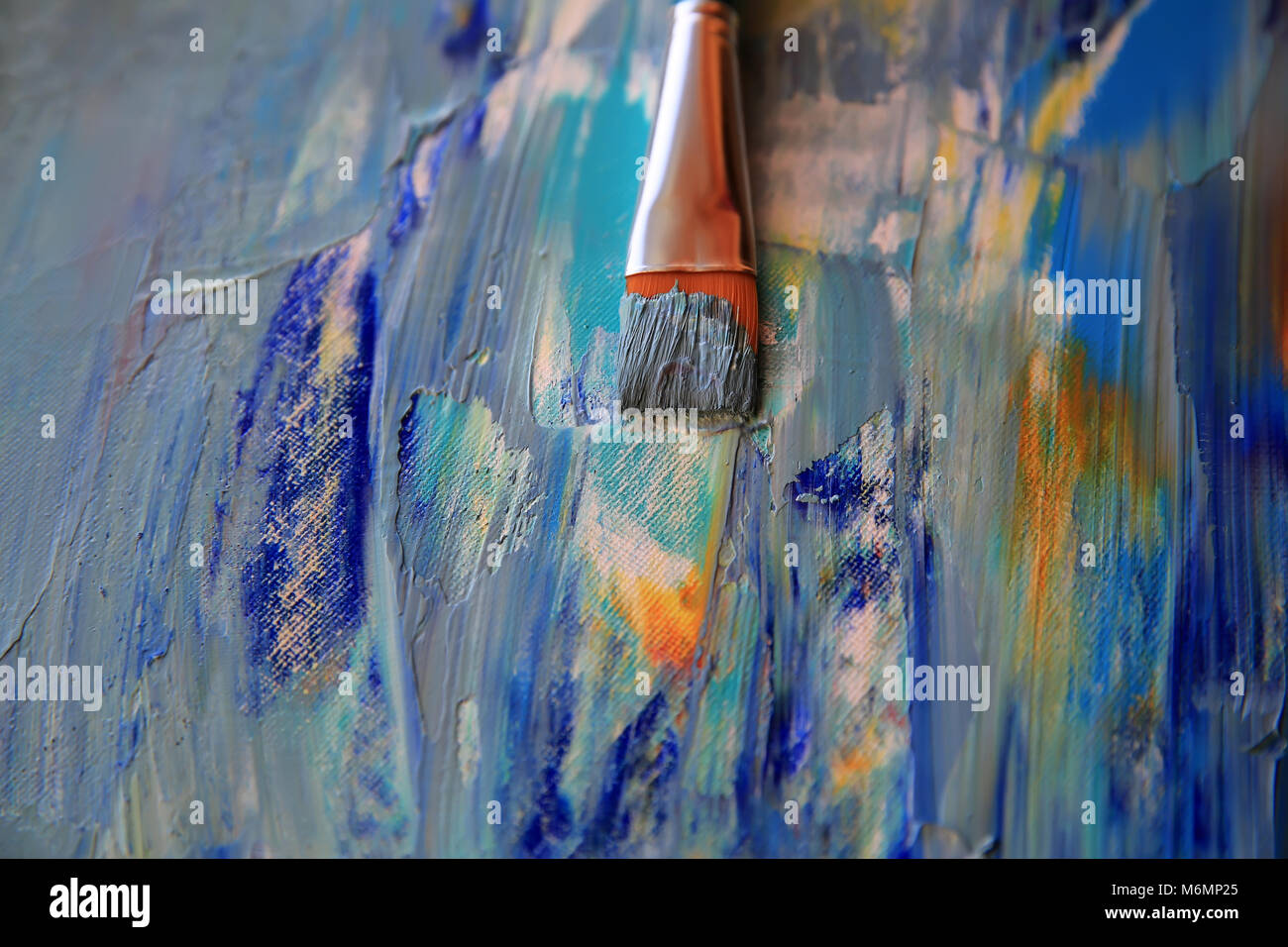 Closeup background of brush and palette Stock Photo - Alamy