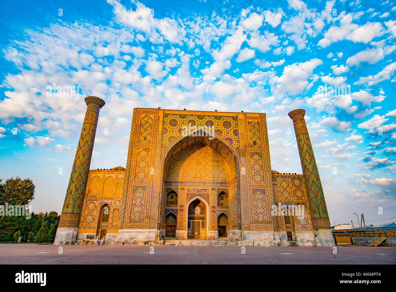 The Registan, Samarkand,  Uzbekistan, Central Asia, Oldest  preserved medrassahs in the World,, Key Silk Road location Stock Photo