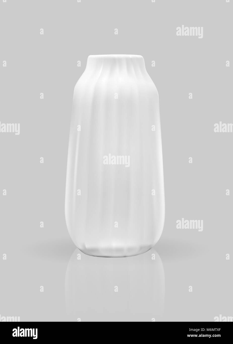Realistic 3D model of vase white color on gray background. Vector Illustration. Stock Vector