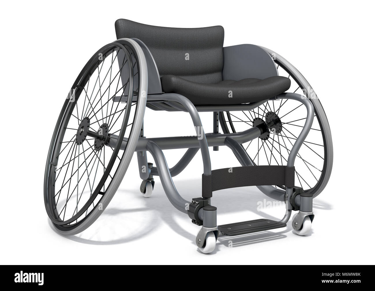 A modified wheelchair used by handicapped athletes to compete in various sporting codes on an isolated background - 3D render Stock Photo