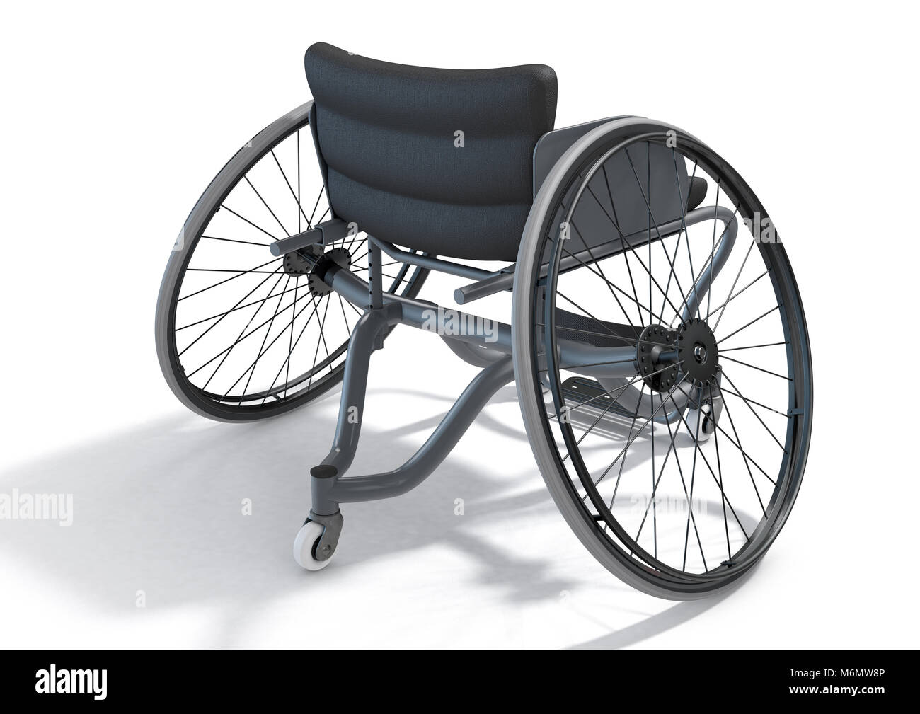 A modified wheelchair used by handicapped athletes to compete in various sporting codes on an isolated background - 3D render Stock Photo