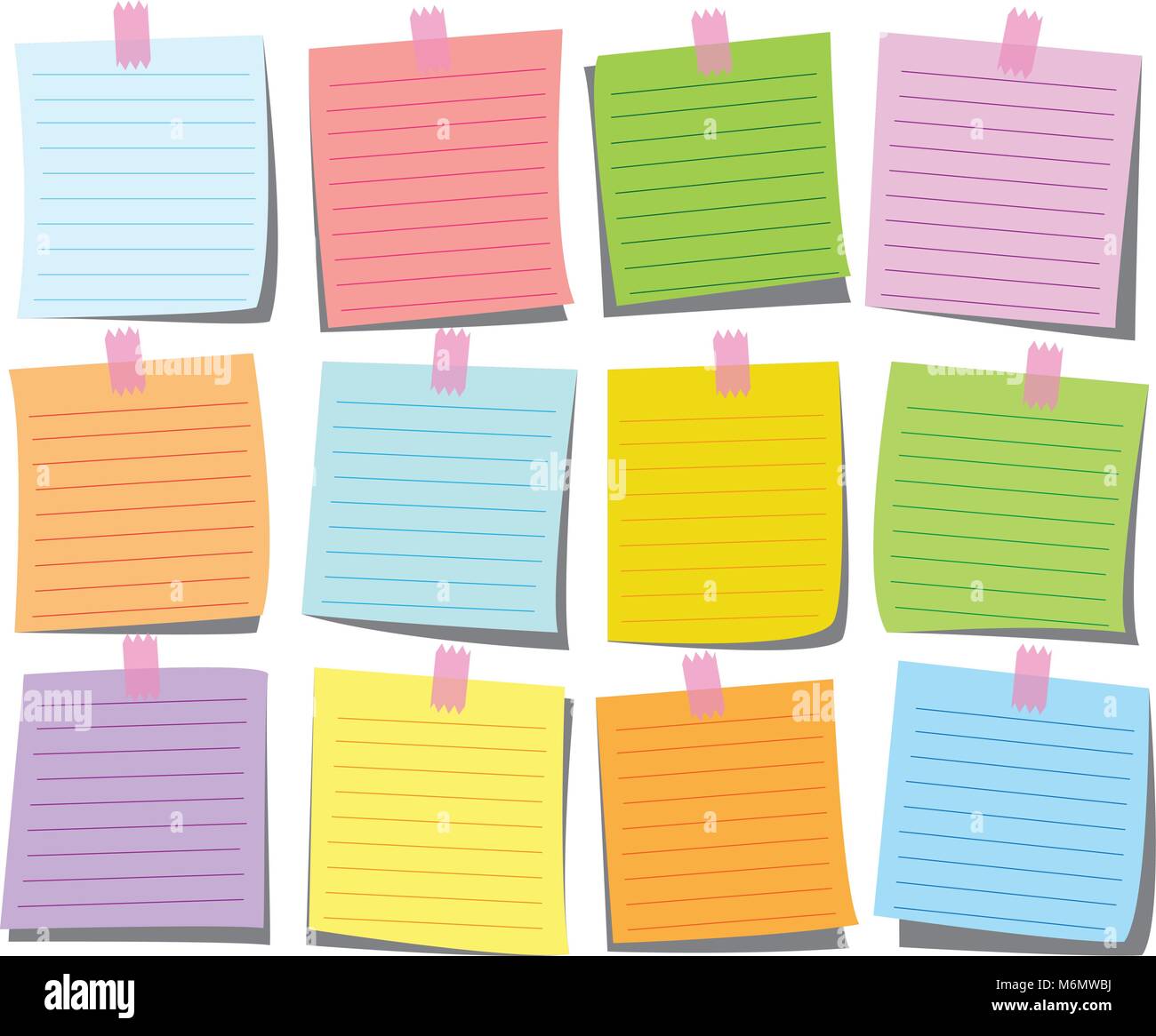 Premium Vector  Colorful sticky note paper attached to board for memory  notations, messages or tasks