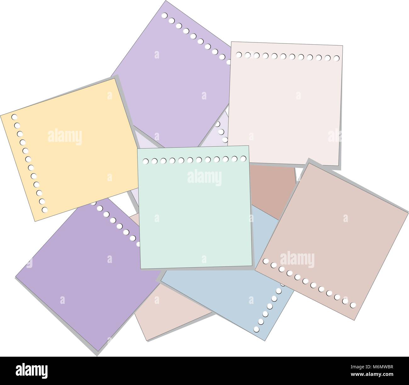 stack paper note, colorful for memo text on white background, vector ...