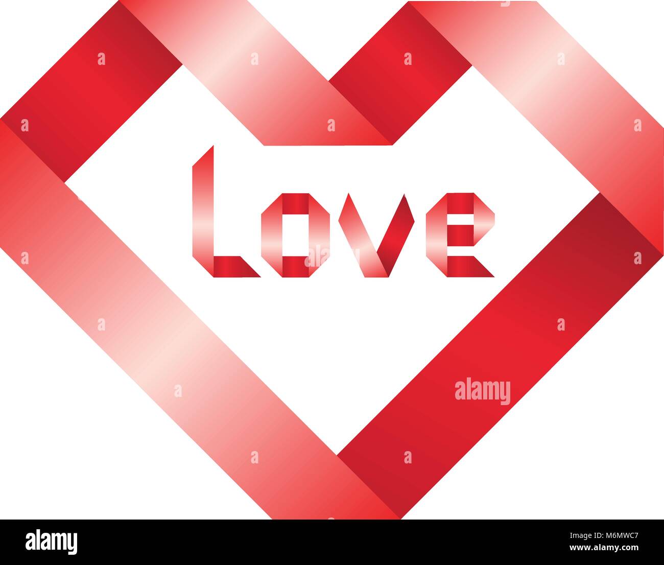 Red heart satin ribbon Stock Vector Images - Alamy