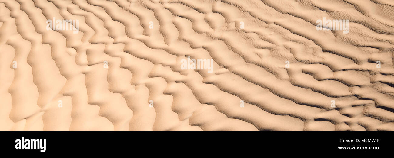 Panoramic backgrounds of wind ripples of the sand dunes desert of Sahara, South Tunisia Stock Photo