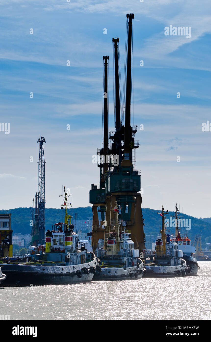 Tugboats in port of Gdynia. Pomeranian province, Poland, Europe. Stock Photo