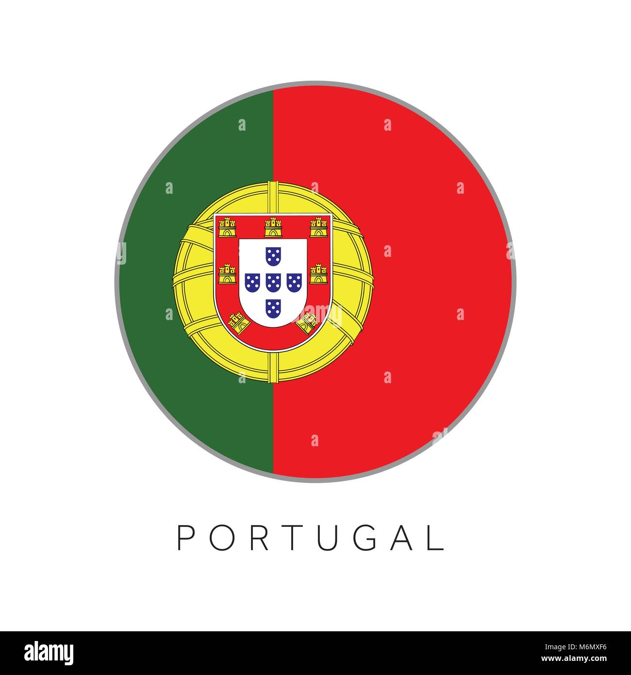 Portugal Flag Round Circle Vector Icon Stock Vector Art