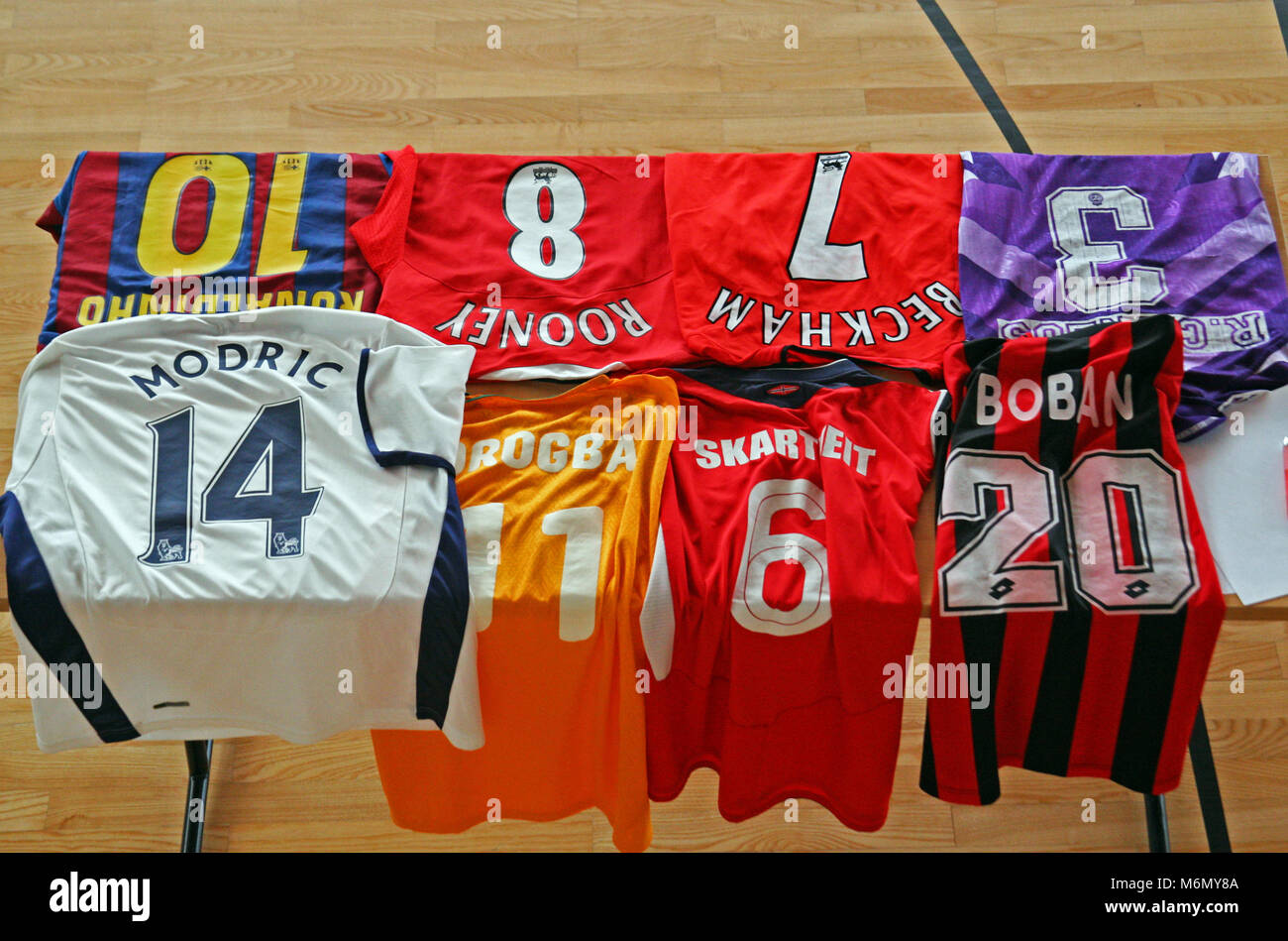 Various famous original football jerseys from deceased Franciscan Vrancic's  collection,Croatia Stock Photo - Alamy