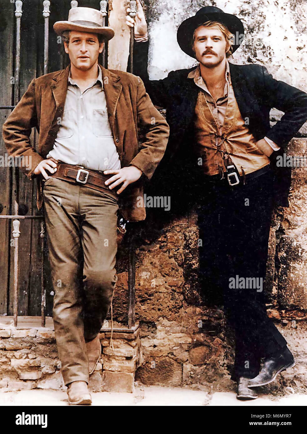 BUTCH CASSIDY AND THE SUNDANCE KID 1969 Twentieth Century Fox film with Paul Newman at left and Robert Redford Stock Photo