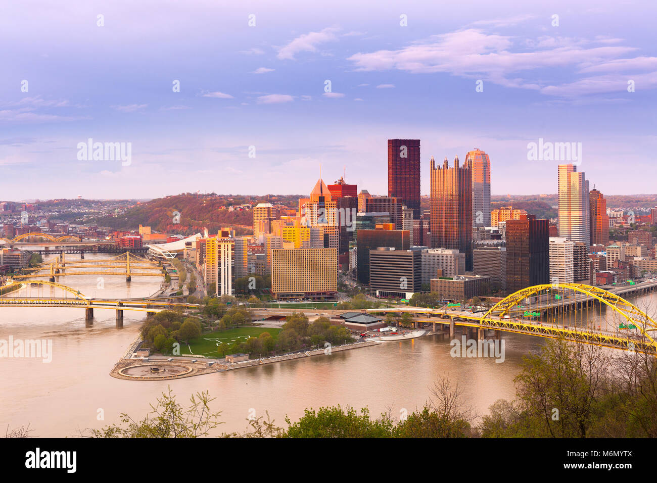 Panoramic view of Pittsburgh and the 3 rivers, Pittsburgh, Pennsylvania, USA Stock Photo