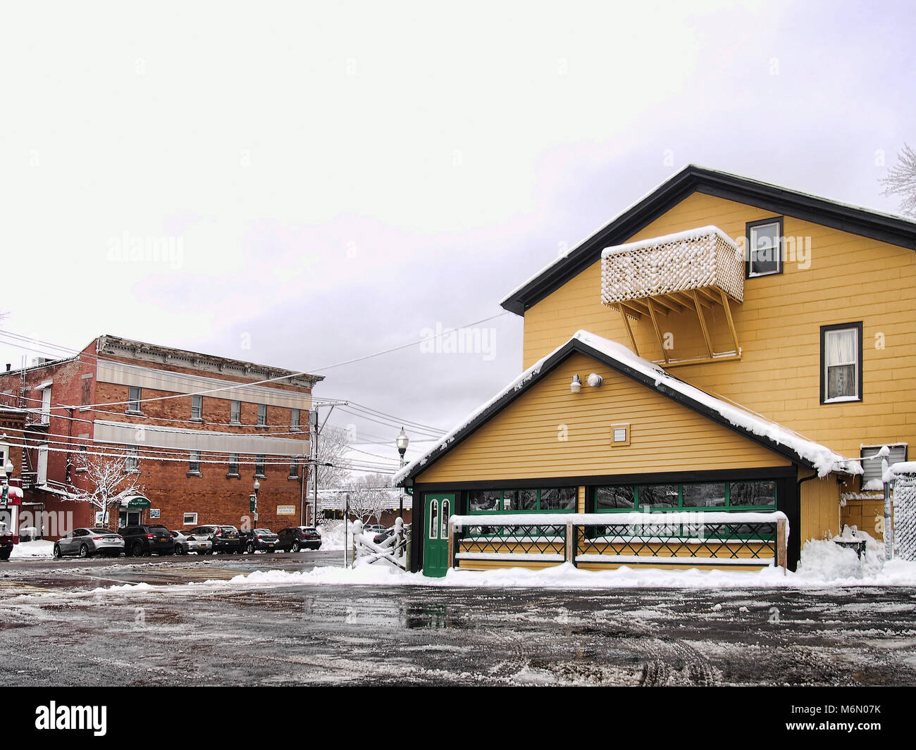 Liverpool, New York, USA. March 3, 2018. View of the small village of