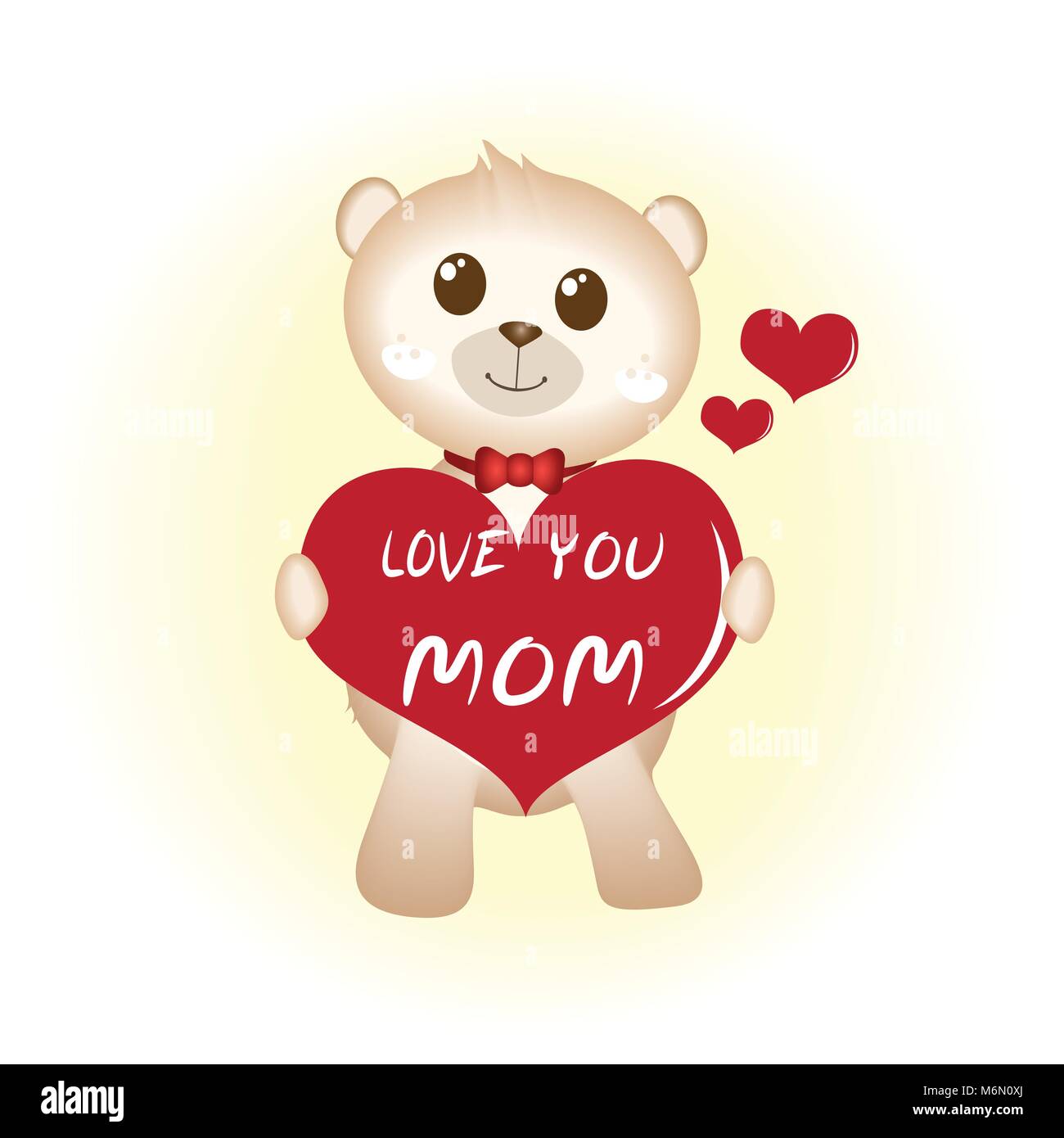 Teddy bear with red heart, Hapy mother’s day Stock Vector Image & Art