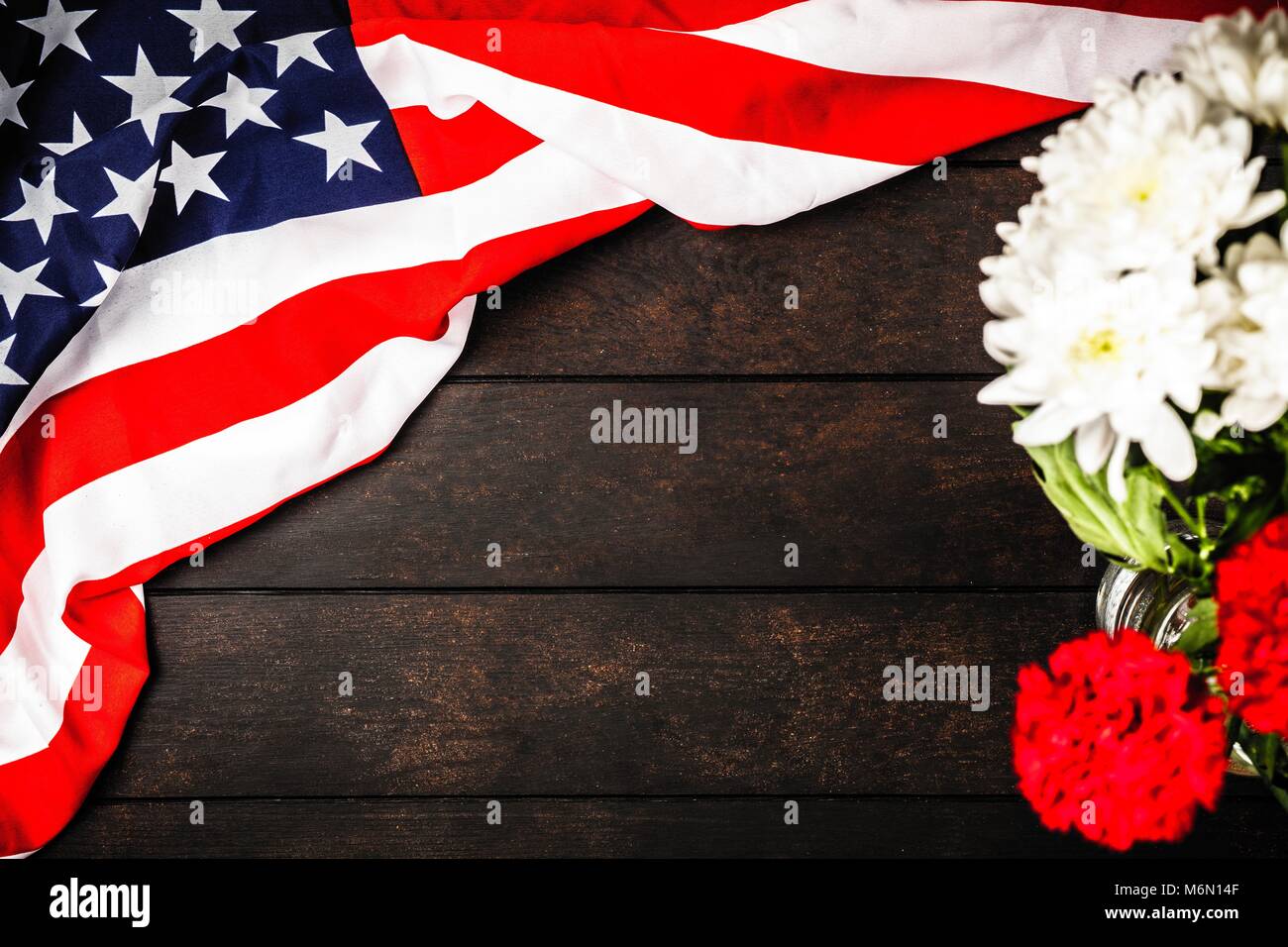 USA flag on wood background Stock Photo - Alamy
