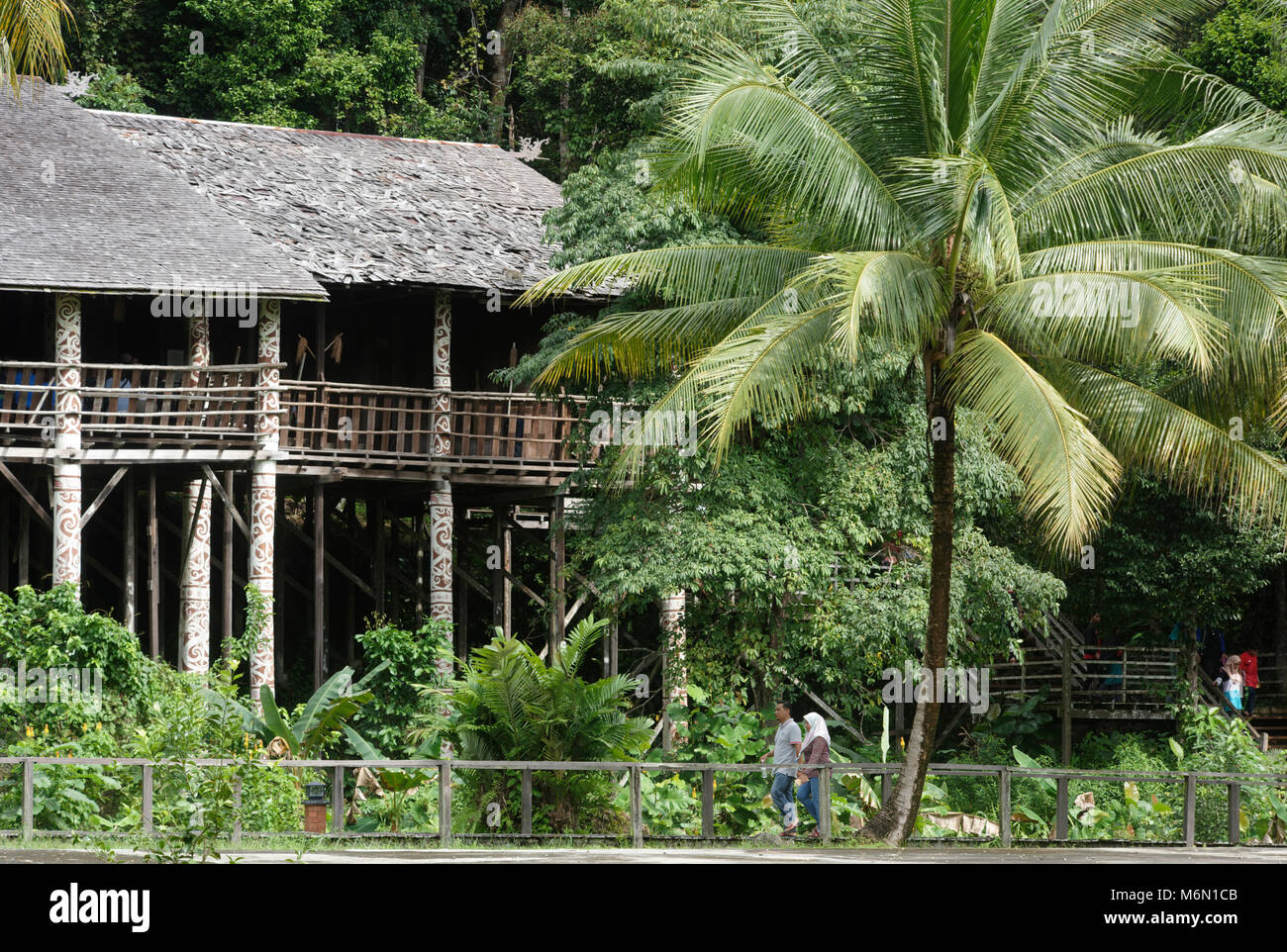 Orang Ulu Tallhouse, Sarawak Cultural Village, Boreneo, Malaysia Stock Photo