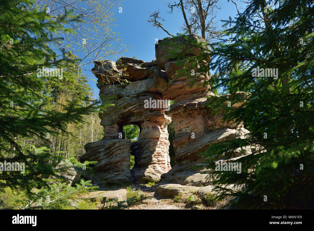 Lutzelhouse (north-eastern France), Bruche Valley, the 'Porte de Pierre' rock formation in the Donon Massif Stock Photo