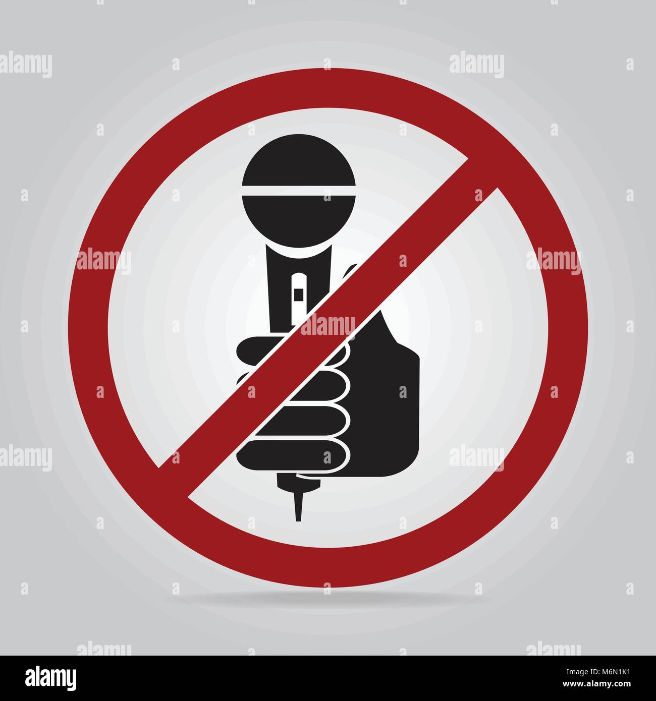 Hand holding microphone icon, No interview answering question concept ...