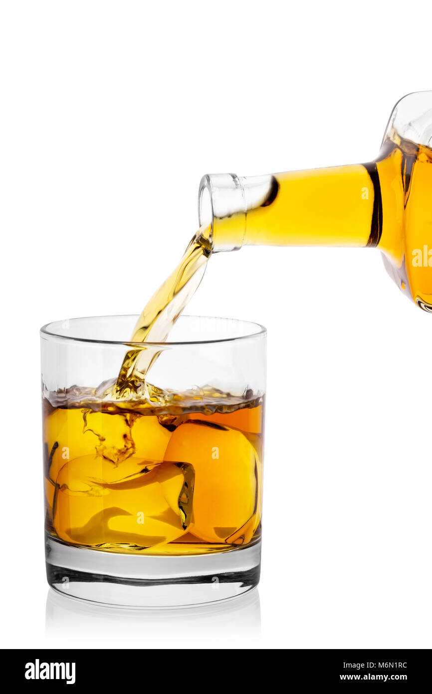 Bourbon whiskey in crystal glass garnished with ice, water droplets on side  of cup, with exquisite upscale bar background, blurred background focused  on glass on Craiyon