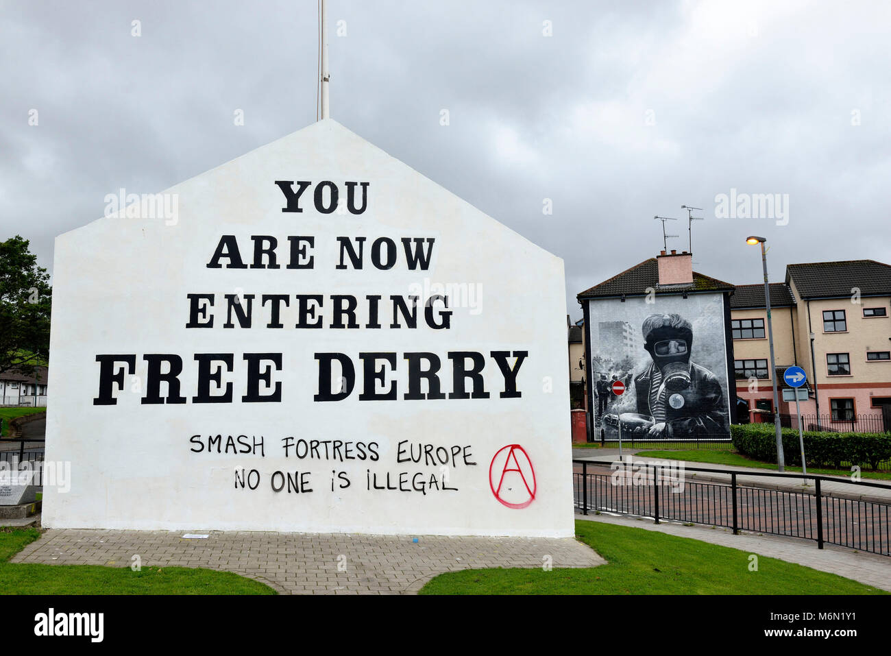 Northern Ireland, Derry (Londonderry), murals in the Catholic District of Bogside Stock Photo