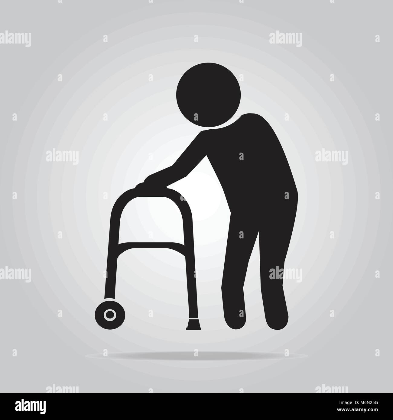 Elderly man and walker symbol icon vector illustration Stock Vector ...