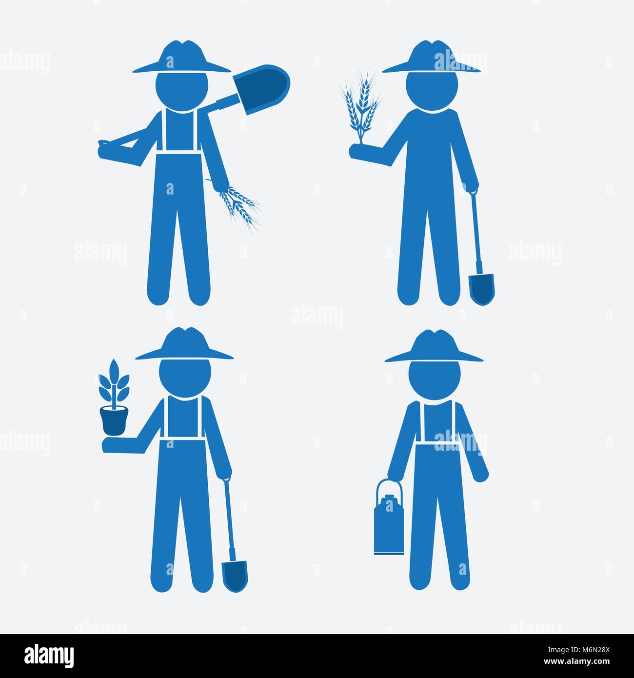 Farmer man and tool, set vector illustration Stock Vector Image & Art ...