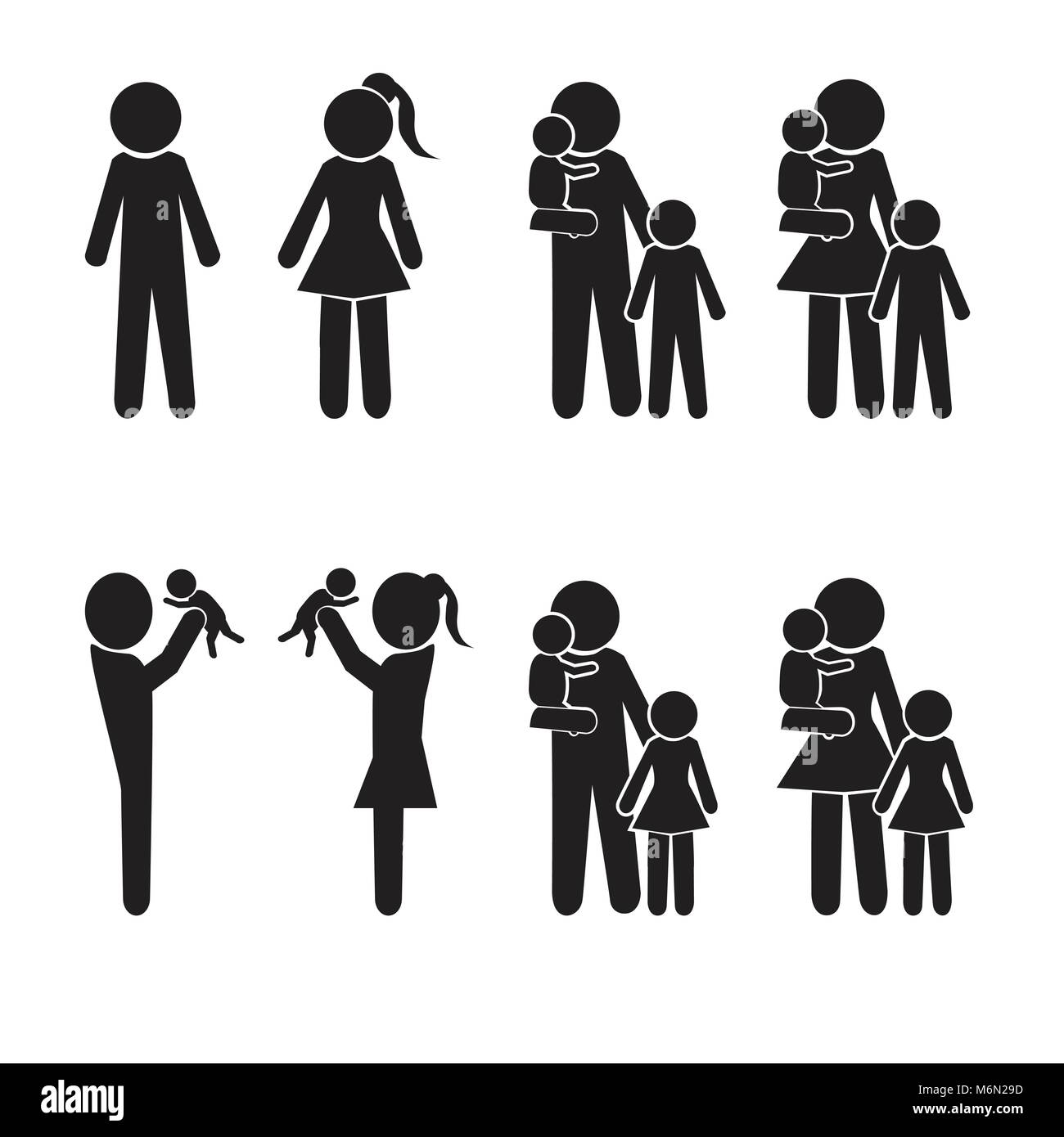 Family icons set, happy family avatar vector illustration Stock Vector