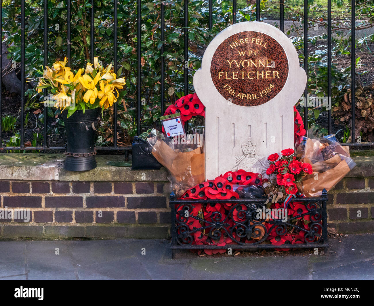 Yvonne Fletcher Memorial, St James's Square, London Stock Photo