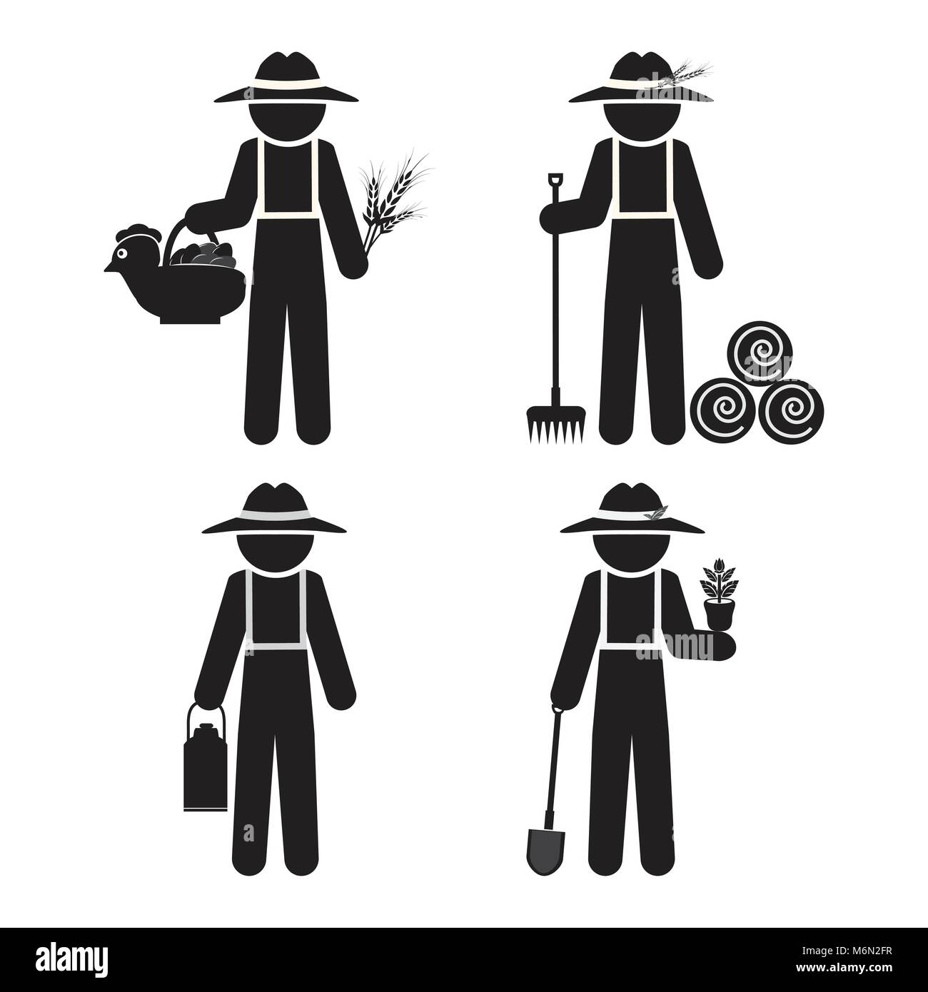 Farmer man with tool, set vector illustration Stock Vector Image & Art ...
