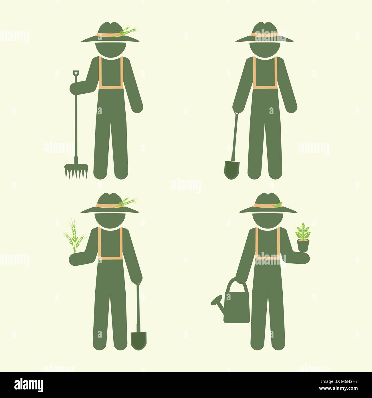 Farmer man with tool, set vector illustration Stock Vector Image & Art ...