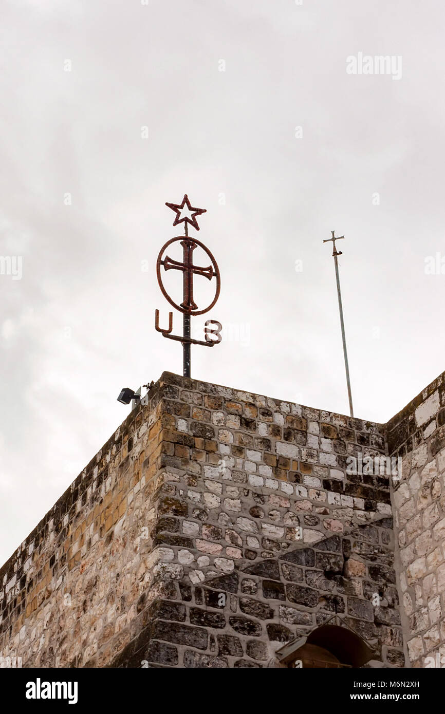 Cross on Church Of The Nativity in Israel Stock Photo - Alamy