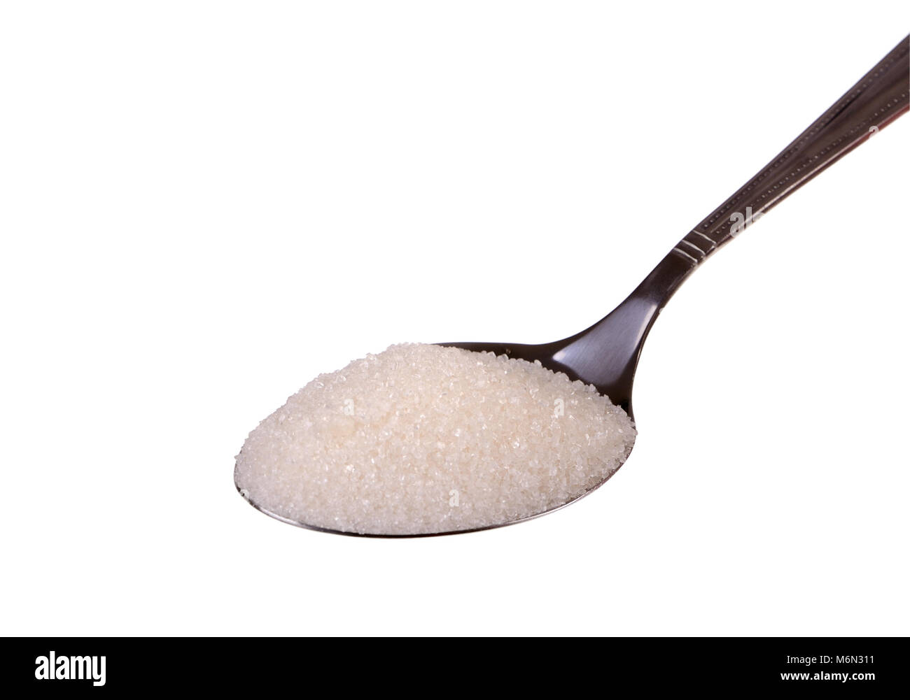 Granulated sugar in a spoon isolated on the white Stock Photo Alamy