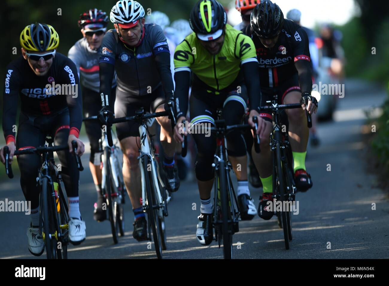 Marathon Bike ride, Multiple riders in countryside Stock Photo Alamy