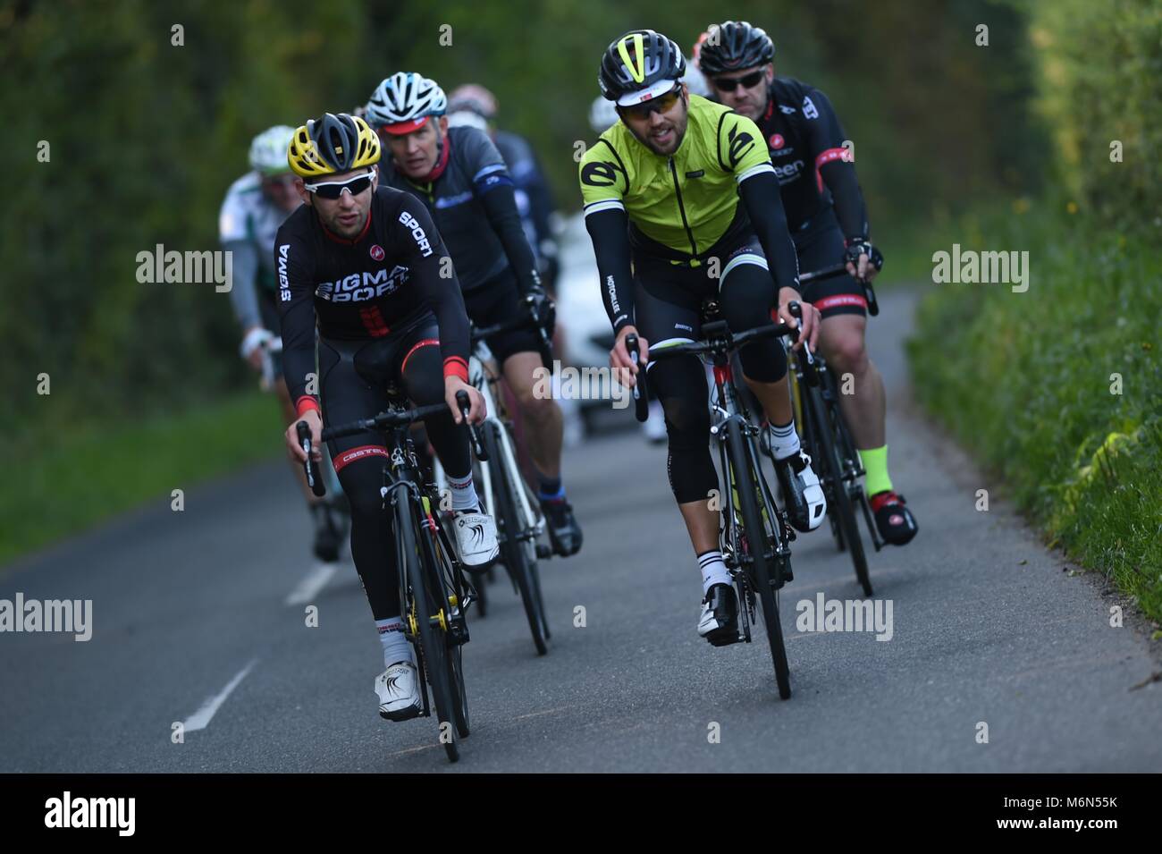 Marathon Bike ride, Multiple riders in countryside Stock Photo - Alamy